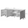 MARMO 3D chest of drawers 200x45x80,5 cm white matt/marble white