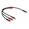USB Charging Cable DeLOCK 86710 3 in 1 USB Type-C to Lightning Micro USB 30 cm Black Red