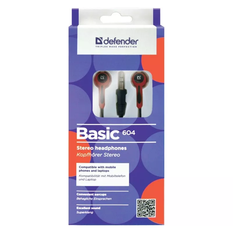 Headphones Defender BASIC 604 Black-Red