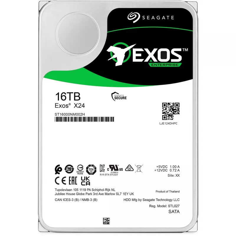 Seagate Exos X24 internal hard drive 16 TB 7200 RPM 512 MB 3.5 inch Serial ATA III