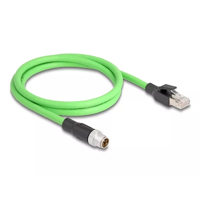 Network Cable DeLOCK M12 Cable X-coded 8 pin male to RJ45 male PUR (TPU) 1 m