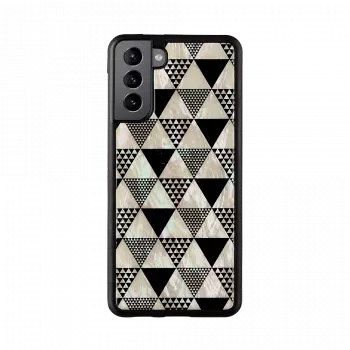 Protective phone case iKins for Samsung Galaxy S21+ — pyramid pattern, black
