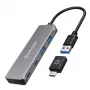 GRAUGEAR G-HUB2A2C-AC interface hub USB 3.2 Gen 1 (3.1 Gen 1) Type-A + Type-C 5000 Mbit/s Silver