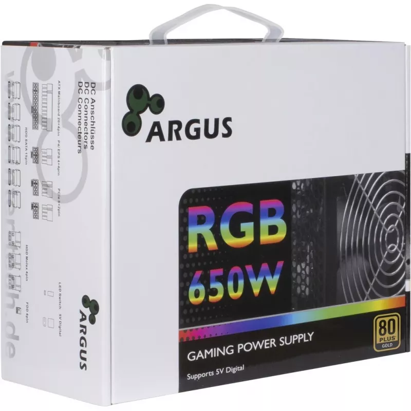 Inter-Tech Argus RGB-650W CM II Power Supply Unit 20+4 Pin ATX ATX Black