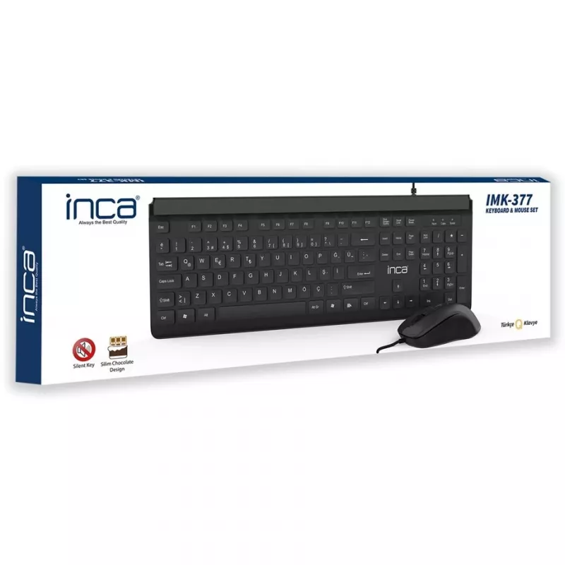 Inca IMK-377 Keyboard Mouse included Office USB Turkish Black