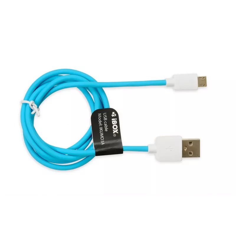 USB 2.0 cable IBOX IKUMD3A — USB A to Micro-USB B, 1 m, blue