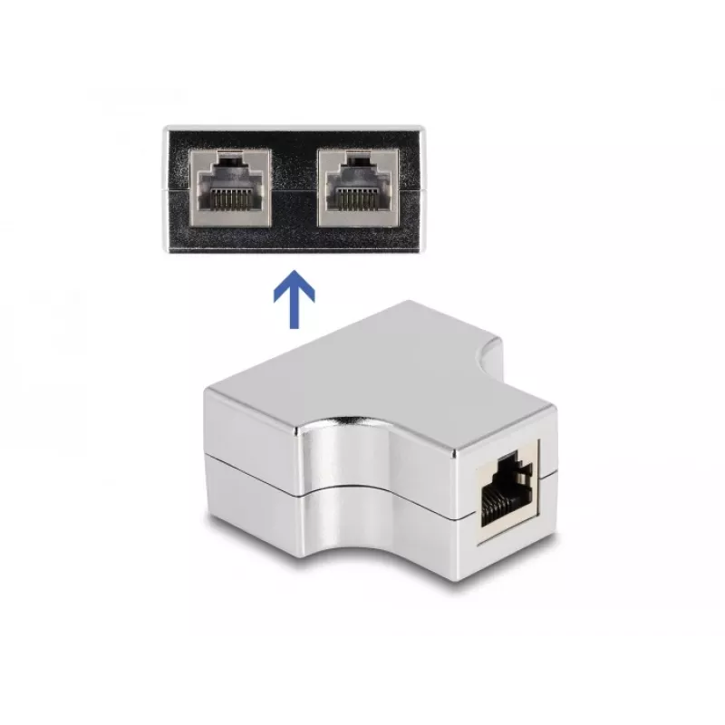 DeLOCK RJ45 Splitter T Adapter 1 x RJ45 jack to 2 x RJ45 jack Cat.5e STP