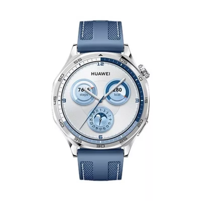 Smartwatch HUAWEI WATCH GT5 46mm — 1.43 inch AMOLED, GPS, 524 mAh, stainless steel case, blue woven band