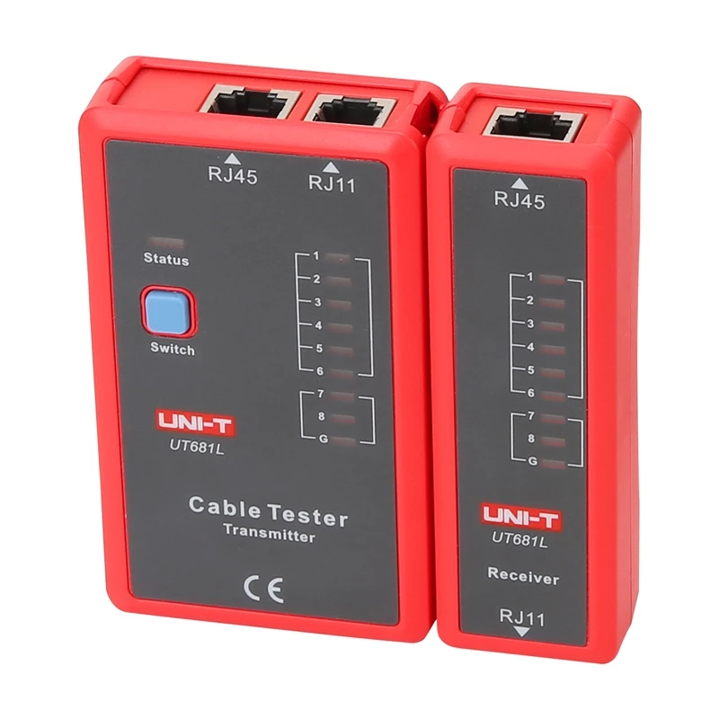 Network cable tester Unit UT681L for RJ45 and RJ11 connectors, continuity and wiring check