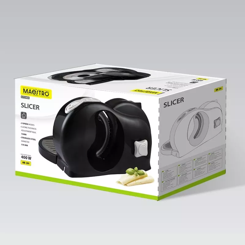 Food slicer Maestro MR-591 — electric kitchen slicer, model MR-591, black