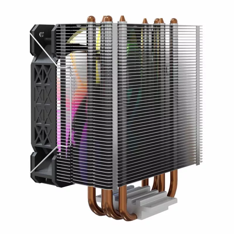 CPU air cooler SAVIO SAVGCOVORTEXX2ARGB with 4 heat pipes, 120mm ARGB fan, black