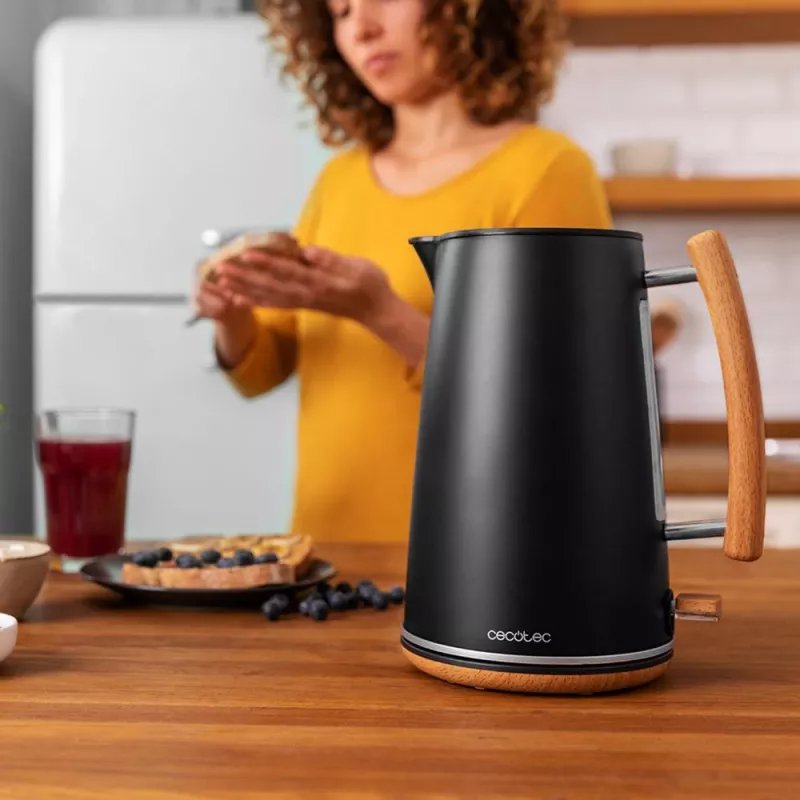 Electric kettle Cecotec 1.7L 2200W Black Woody