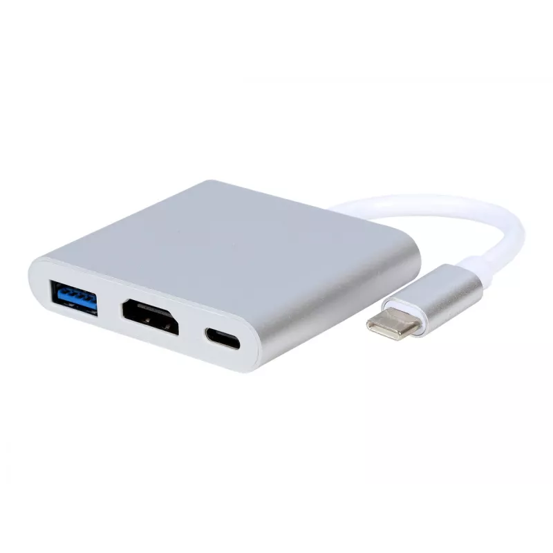 USB graphics adapter GEMBIRD A-CM-HDMIF-02-SV, HDMI output, up to 3840×2160, silver, 58.5×51×11.6 mm