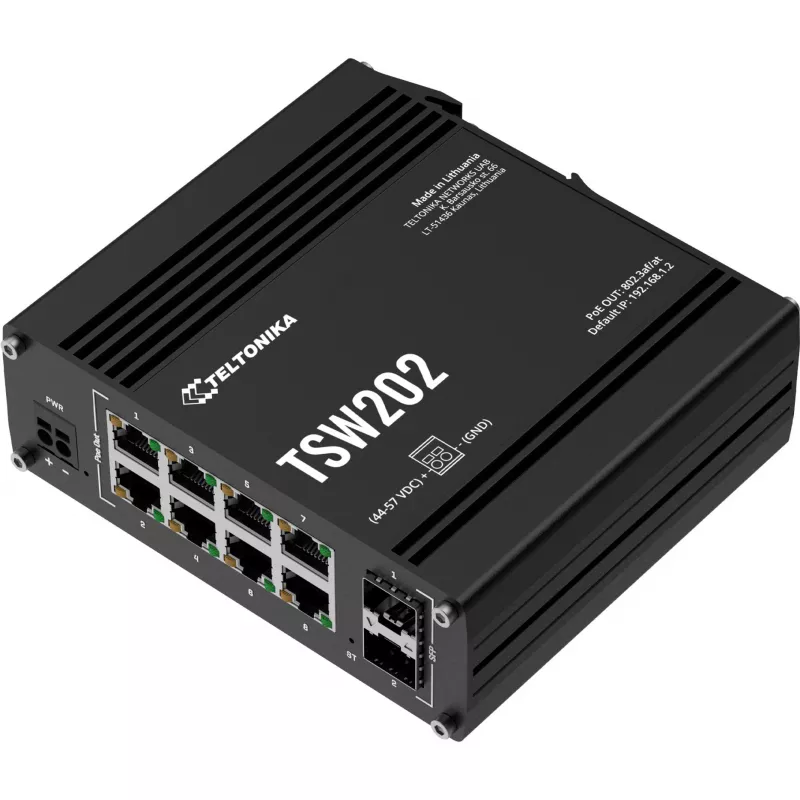 Teltonika TSW202 Managed L2 Gigabit Ethernet (10/100/1000) Power over Ethernet (PoE) Aluminium, Blue