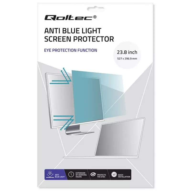 Monitor Screen Protector QOLTEC 51075 23.8 inch Anti Blue Light, Matte Anti-Glare