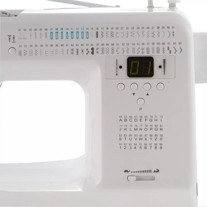 Mechanical household sewing machine lucznik Malwina 2070 — 63 stitch patterns, 7 mm stitch width, 99 programs, automatic buttonhole, free arm
