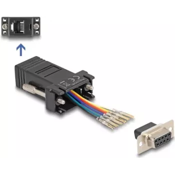 DeLOCK D-Sub 9 pin female to RJ12 female Assembly Kit black