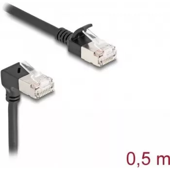 Network Cable DeLOCK RJ45 Cat.6A S/FTP Slim 90° 0.5m Black