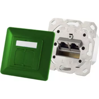 Socket-outlet 2 x RJ-45 ShiverPeaks 74280-G, Cat6a, 500 MHz, metal housing, green