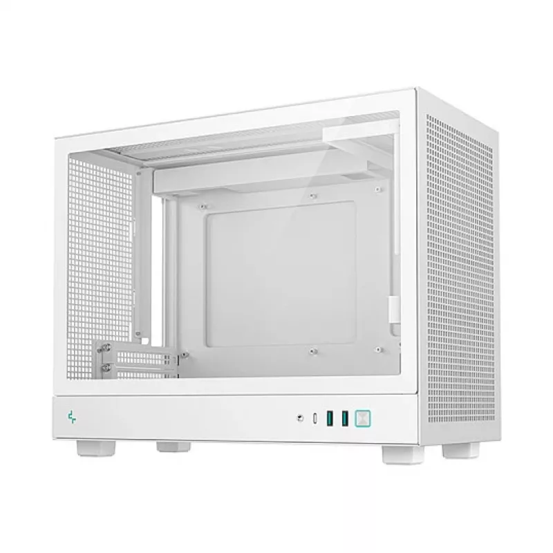 Computer case DeepCool CH160 PLUS WH Small Form Factor white, microATX, tempered glass, USB-C
