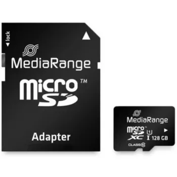 MediaRange MR945 - Flash Memory Card (microSDXC-an-SD-Adapter inbegriffen) - 128GB - UHS-I / Class10 - microSDXC - Black (MR945)