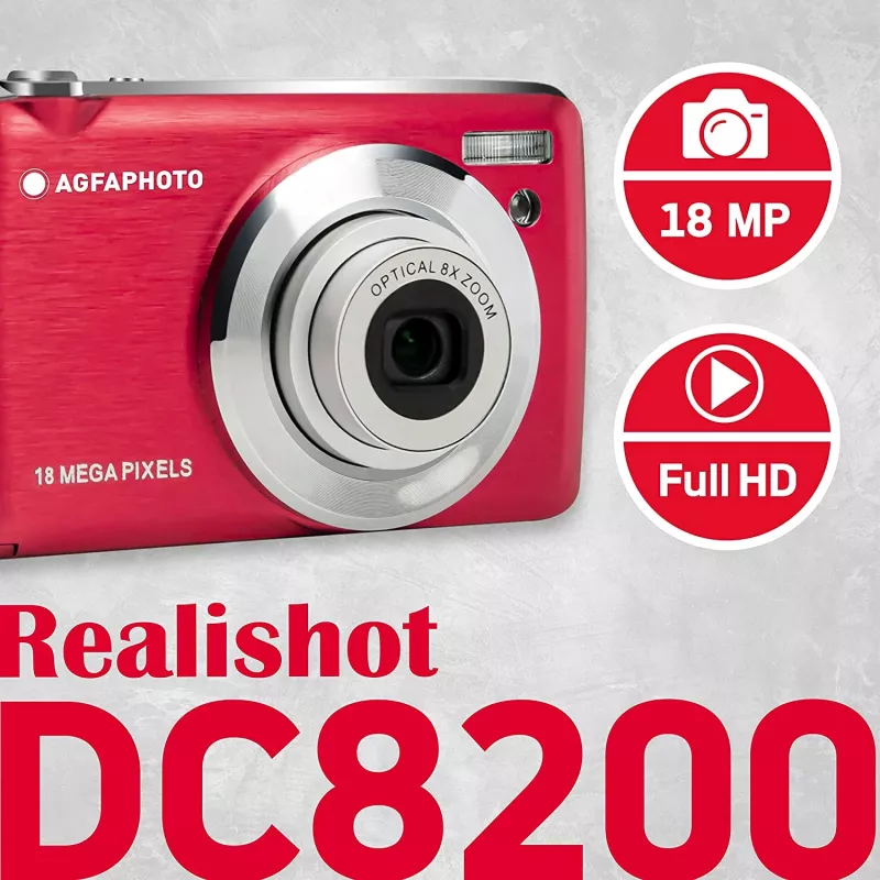 AgfaPhoto Compact Realishot DC8200 1/3.2 Compact Camera 18 MP CMOS 4896 x 3672 Pixel Red (DC8200RD)