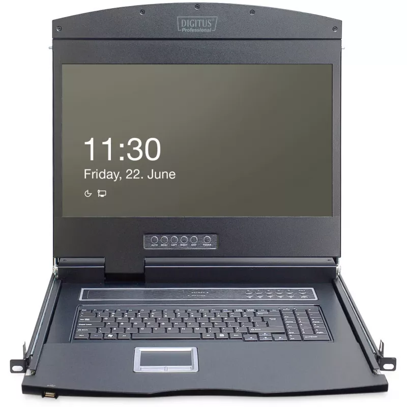 19 inch LCD KVM Console DIGITUS DS-72211-5US, 16-Port Cat 5, 1366x768, US International Keyboard