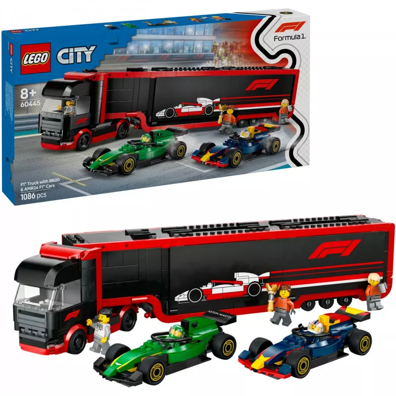 LEGO CITY 60445 F1 - Truck with RB20 & AMR24 F1 Cars
