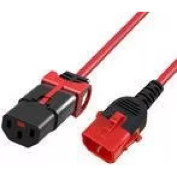 ACT Powercord C13 IEC Lock+ - C14 IEC Lock Dual Locking red 3 m, PC3617