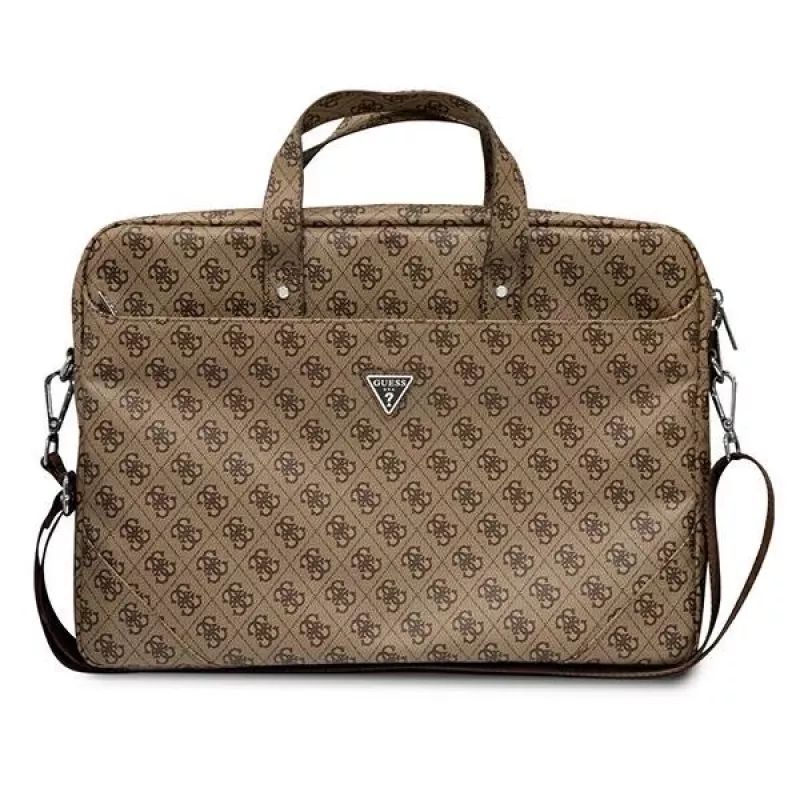 Laptop bag GUESS GUCB15P4TW 16 inch brown Saffiano with 4G triangle logo