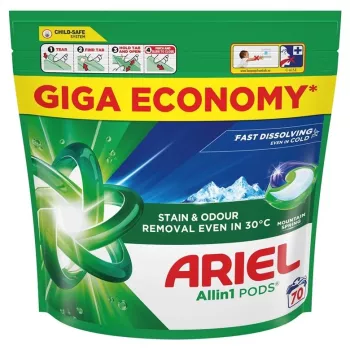 Laundry capsules Ariel All-in-1 Mountain Spring – 70 capsules, single-dose detergent pods for washing