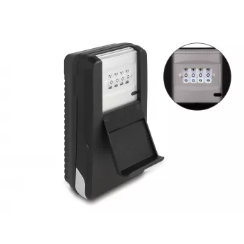 Key Cabinet DELOCK 20932 aluminium and plastic key organizer with combination lock, black