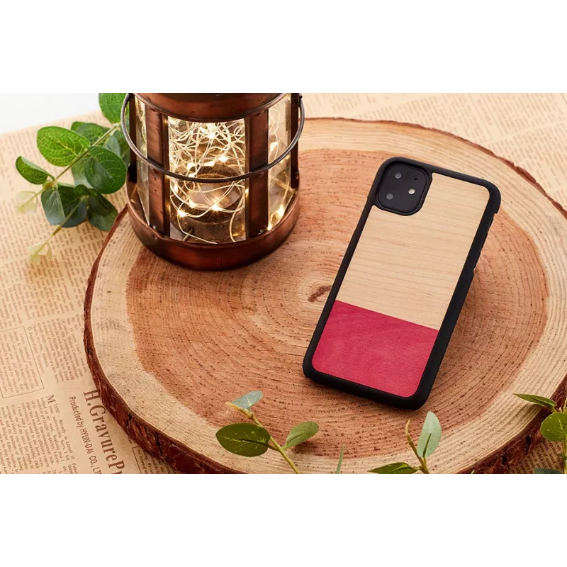 Smartphone case man and wood for iPhone 11 — black, mismatched design