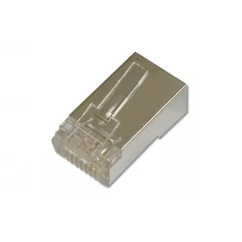 Modular RJ-45 plug for round shielded cable, DIGITUS DN-MO-8-8-SRS, transparent, pack of 100
