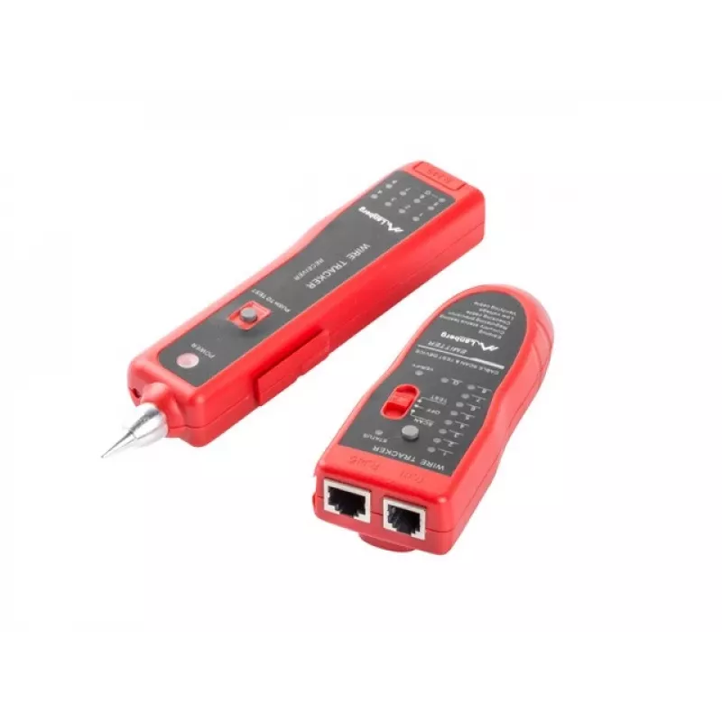 LANBERG network cable tester NT-0501 — RJ-11/RJ-12/RJ-45 support, max length 250 m, built-in battery, LED indicators, black
