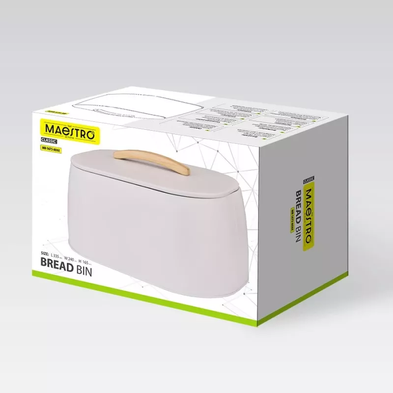 Breadbox Maestro MR-1675-BEIGE beige bread storage container
