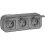 Legrand Plexo NEW APWG 069743L Schuko-Socket Outlet 3-way IP44 Grey 5 (069743L)