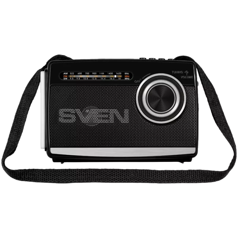 Speaker SVEN SRP-155, black (3W, Bluetooth, FM/AM/SW, USB, microSD, flashlight, battery)