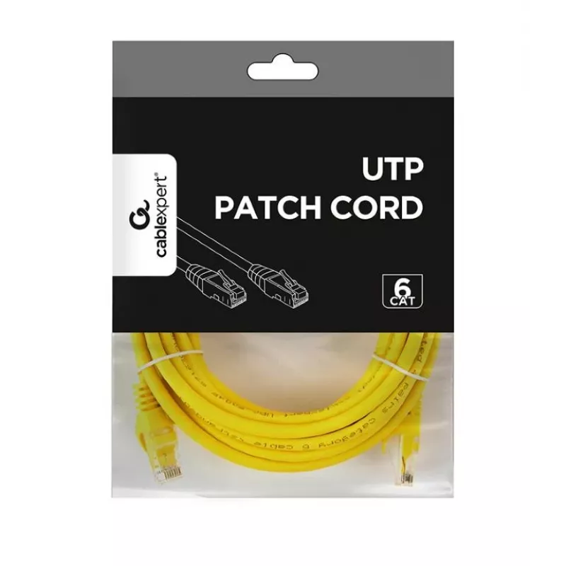 Networking cable GEMBIRD PP6U-5M/Y — Cat6 U/UTP, RJ-45 to RJ-45, 5 m, yellow
