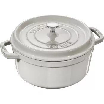 Cast iron round pot Staub 1.7 l White Truffle, enameled cocotte for stovetop and oven