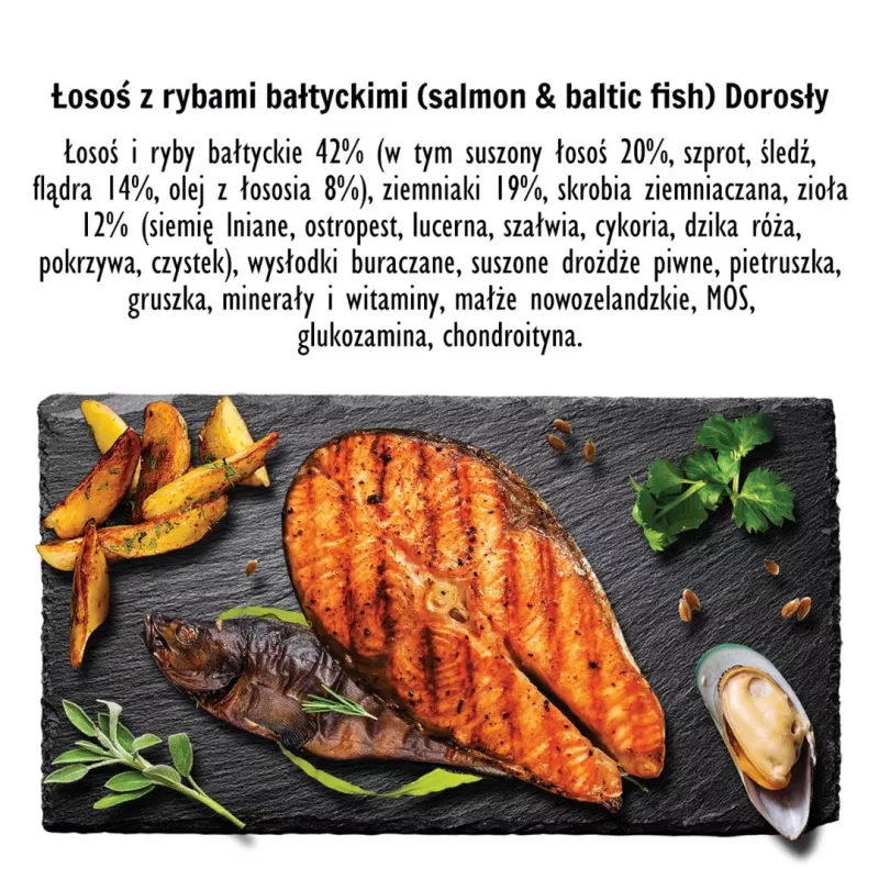 Dry dog food PAKA ZWIERZAKA Salmon with Baltic Fish M 9 kg — adult, grain-free, for medium and large breeds