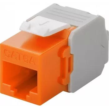 Wentronic Goobay CAT 6a KeyStone RJ45 Jack,Unshielded, 500MHz, Orange-White (90690)