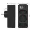 Power splitter MACLEAN MCE248 F/B — 3 AC sockets (1x16A, 2x6A) and 4 USB ports (2xUSB‑A, 2xUSB‑C PD 20W), EU plug, black