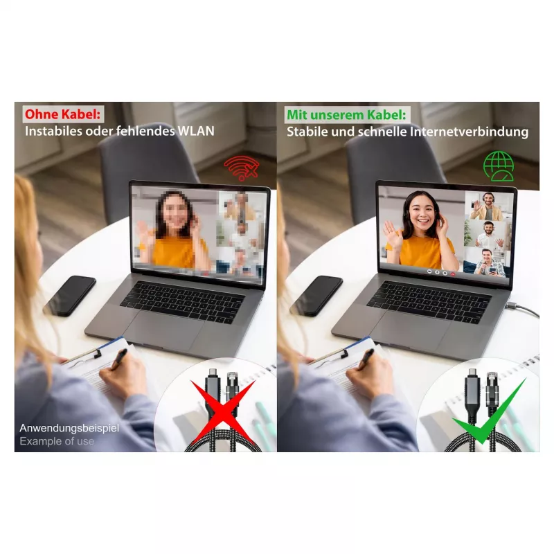 Good Connections Ethernet-Cable USB-C RJ45, Anthracite, 1,5m