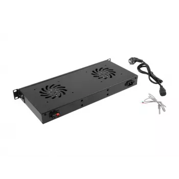 Fan panel LANBERG AK-1502-B, 1U rack, 2 fans, 230V, 38W, 483×44.5×192 mm, black