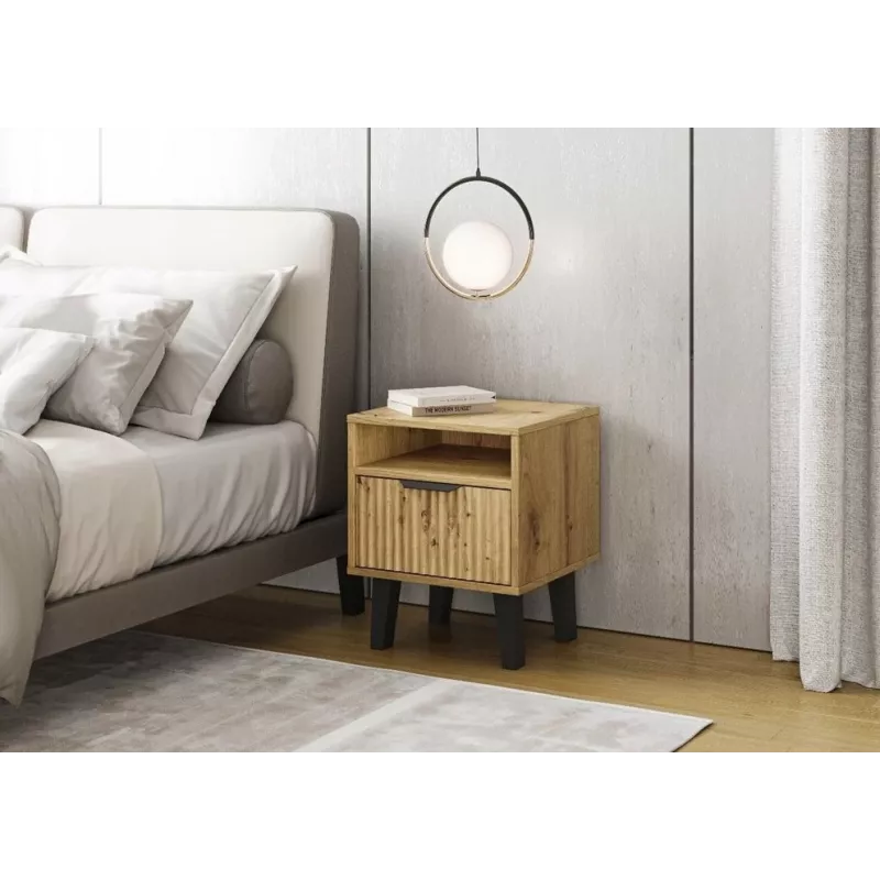 SCANDI 1S SLIM OAK ARTISAN BEDSIDE TABLE