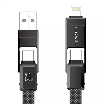 4-in-1 cable BlitzWolf BW-HDC7 — USB-C, Lightning, USB-A, Micro-USB 1.2m 240W black