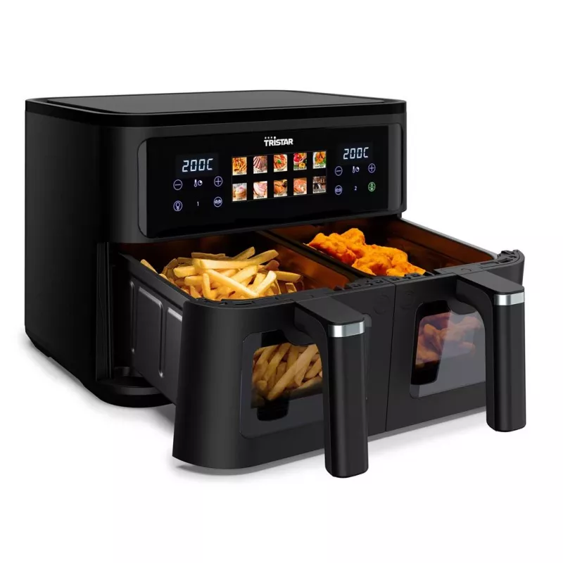 Hot air fryer Tristar FR-9075 Double 9 L, 2500 W, touch control, LCD, black, 60 °C min
