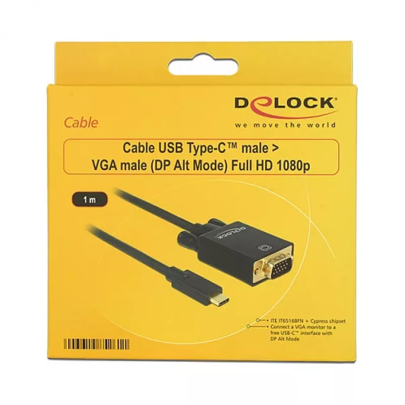 Video cable adapter DeLOCK 85261 USB Type-C to VGA 1m Black