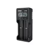 Battery charger XTAR VC2SL — USB 5V 1A, LCD, charges 2 cells, compatible Li‑Ion/NiMH/NiCd, sizes A/AA/AAA/AAAA/C/D/SC, black